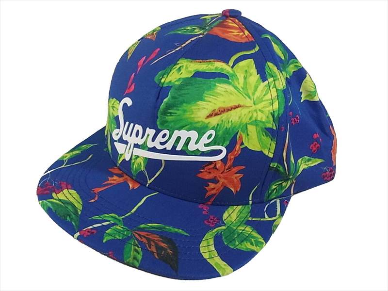 Supreme シュプリーム 花柄 キャップ ブルー系 記載なし。【美品】【中古】