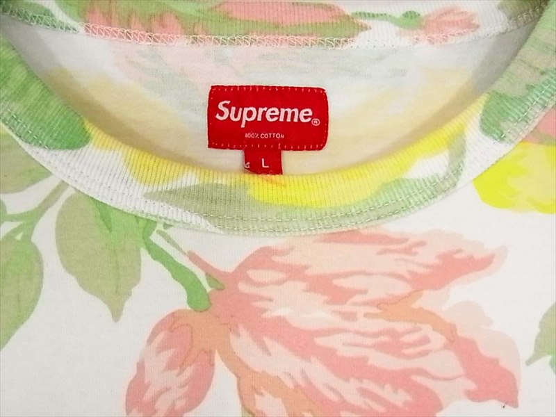 Supreme シュプリーム 18SS Flowers Tee フラワー 花柄 ホワイト系 Ｌ【中古】