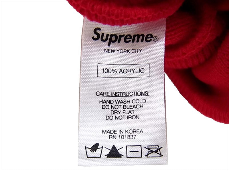 Supreme シュプリーム ボンボン ロゴ ニット キャップ 帽子 レッド系 レッド系【極上美品】【中古】