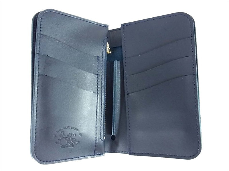 KAWATAKO カワタコ 革蛸 台形 ミドルワレット レザー 財布 二つ折り財布 ネイビー系 ネイビー系【新古品】【未使用】【中古】