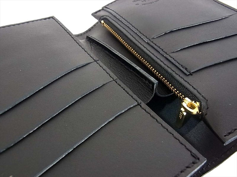 KAWATAKO カワタコ 革蛸 台形 ミドルワレット レザー 財布 二つ折り財布 ブラック系 ブラック系【新古品】【未使用】【中古】
