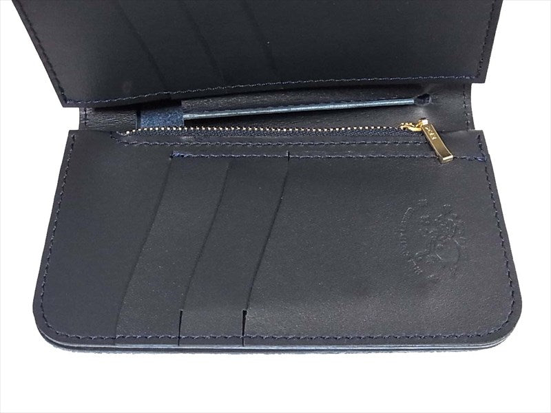 KAWATAKO カワタコ 革蛸 台形ミドルワレット レザー 二つ折り財布 ネイビー 財布 紺 紺【極上美品】【中古】