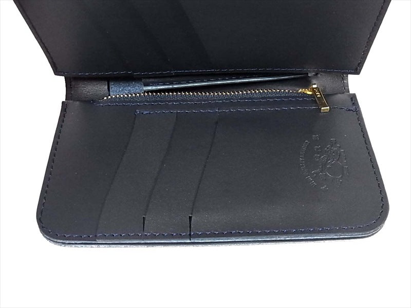 KAWATAKO カワタコ 革蛸 台形ミドルワレット レザー 二つ折り財布 ネイビー 紺  紺【極上美品】【中古】