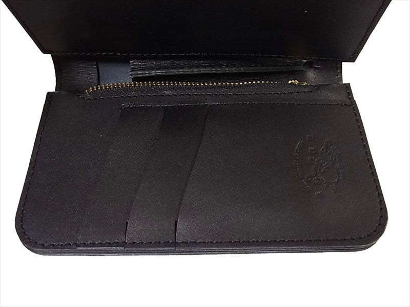 革蛸 台形ミドルワレット レザー 二つ折り財布 ブラック 黒 財布 ブラック系【極上美品】【中古】