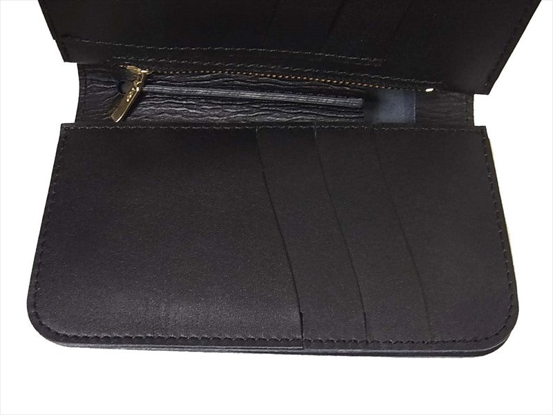 革蛸 未使用 台形ミドルワレット レザー 二つ折り財布 ブラック系【極上美品】【中古】