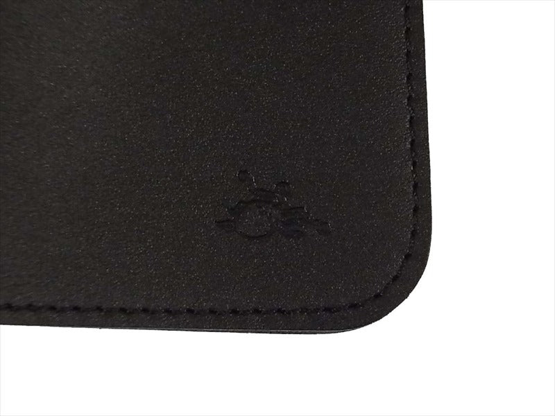 革蛸 未使用 台形ミドルワレット レザー 二つ折り財布 ブラック系【極上美品】【中古】