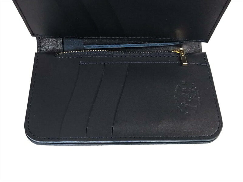 革蛸 KAWATAKO 未使用 台形ミドルワレット レザー 二つ折り財布 紺【極上美品】【中古】