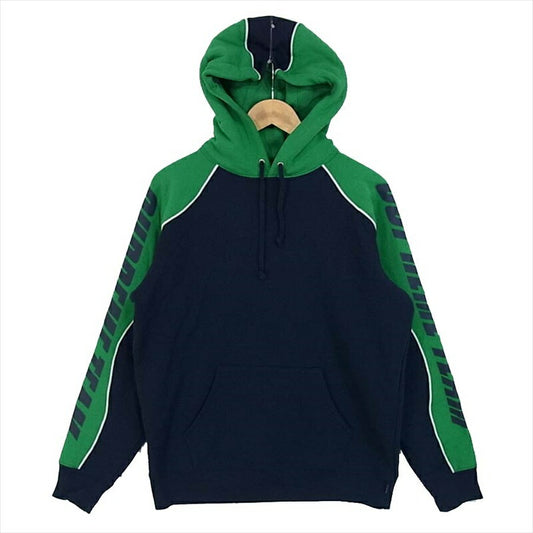Supreme シュプリーム 17AW GT Hooded Sweat Shirt 袖プリント スウェット プルオーバー パーカー ネイビー×グリーン S【中古】