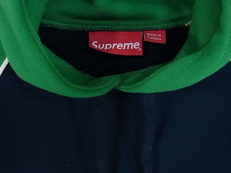Supreme シュプリーム 17AW GT Hooded Sweat Shirt 袖プリント スウェット プルオーバー パーカー ネイビー×グリーン S【中古】