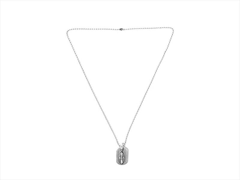 CHROME HEARTS クロムハーツ（原本無） レイズド フローラルクロス ドッグタグ トップ ボールチェーン ネックレス シルバー【中古】