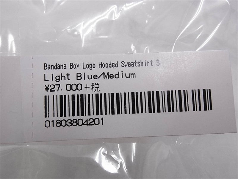 Supreme シュプリーム 19AW Bandana Box Logo Hooded Sweatshirt パーカー Light Blue M【新古品】【未使用】【中古】